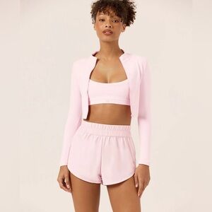 CSB workout crop zip up in blossom